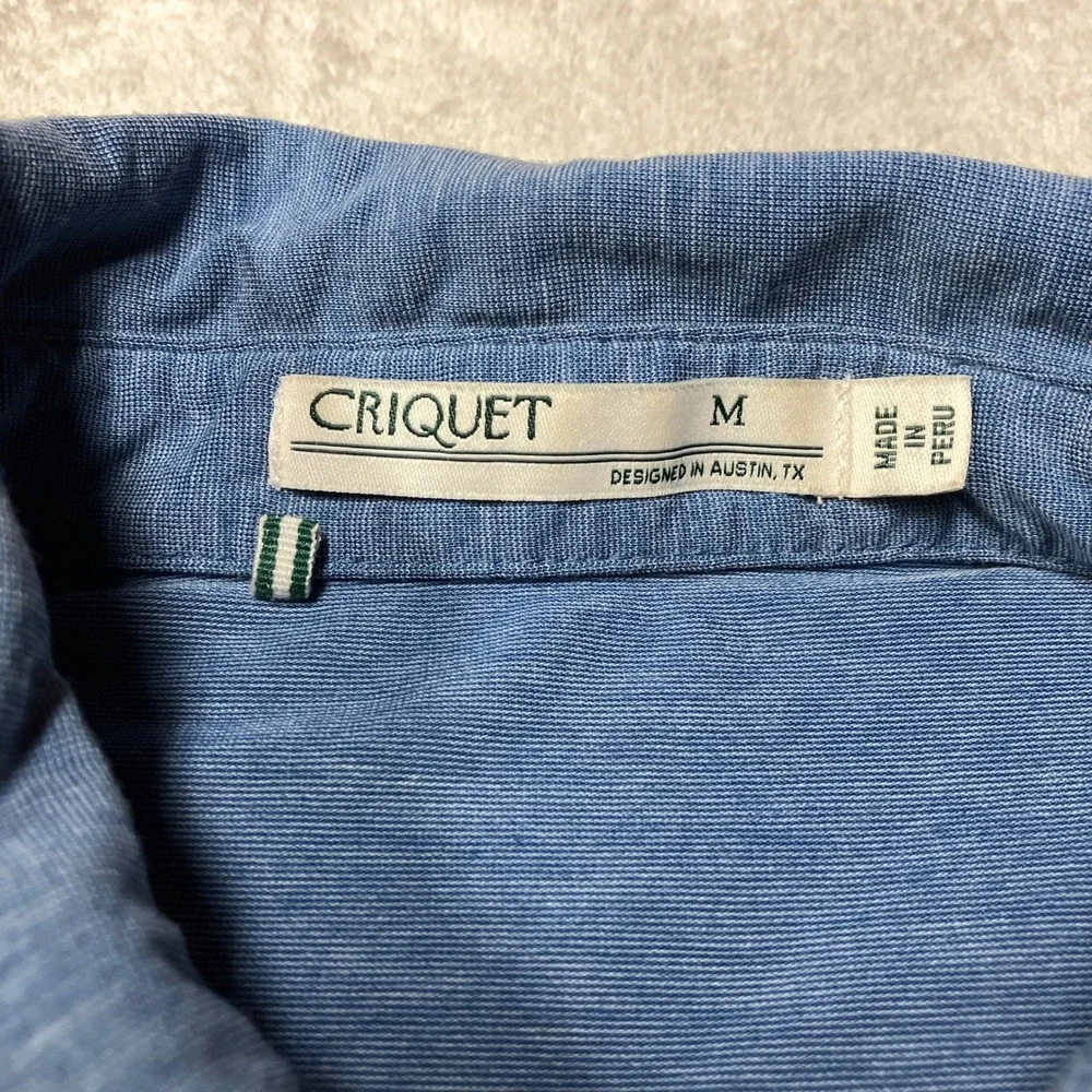 Criquet Polo Shirt Performance Short Sleeve Heathered Blue Mens Size M